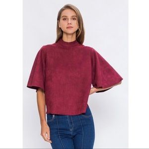 Jealous Tomato Burgundy Suede Top/Size Large